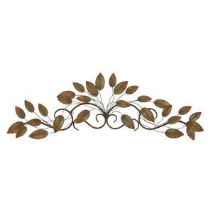 Metal Leaf Home Wall Decor Wall Sculpture, Wall Art 34" X 1" X 10", Brown✨